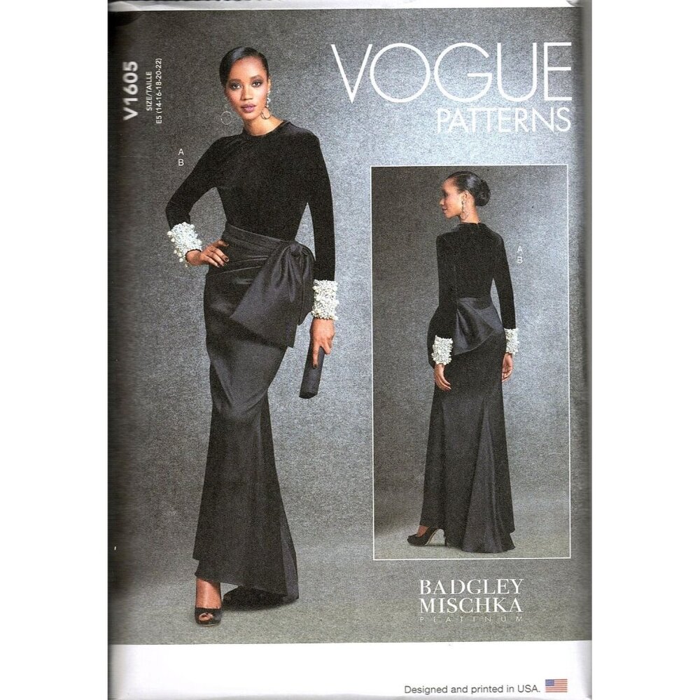 Vogue V1605 Misses 14 to 22 Badgley Mischka Top and Skirt Uncut Sewing Pattern - Picture 1 of 2